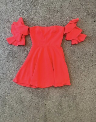 Amanda Uprichard Womens Pink Cocktail and Party Dress Size Small Ruffle  Sleeve | eBay