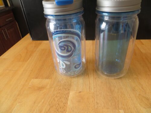 Set of 2 Cool Gear 16oz Insulated Mason Jar Travel Tumblers, Blue - Picture 2 of 2