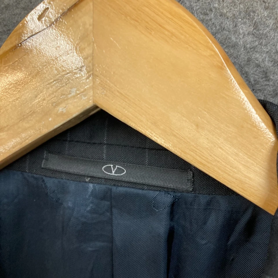 Valentino Suit Jacket Mens 44 Large Black Pinstripe Business Formal Event A1105 - image 4 of 4