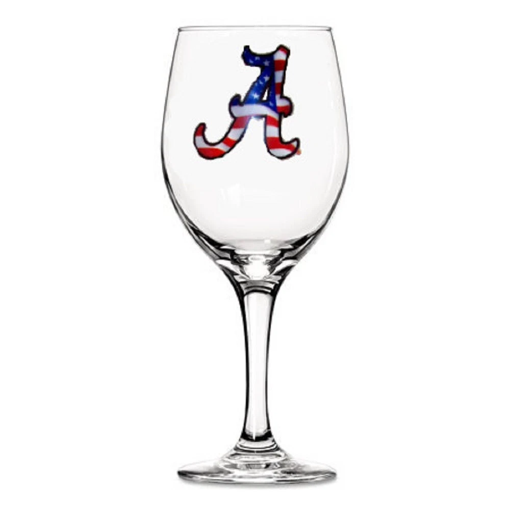 Alabama Crimson Tide NCAA Flag Logo Stemmed Wine Glass 12.75 oz