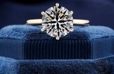 2.5 CT  Round Moissanite Ring Prong Style  for Women with Yellow Gold Pleted