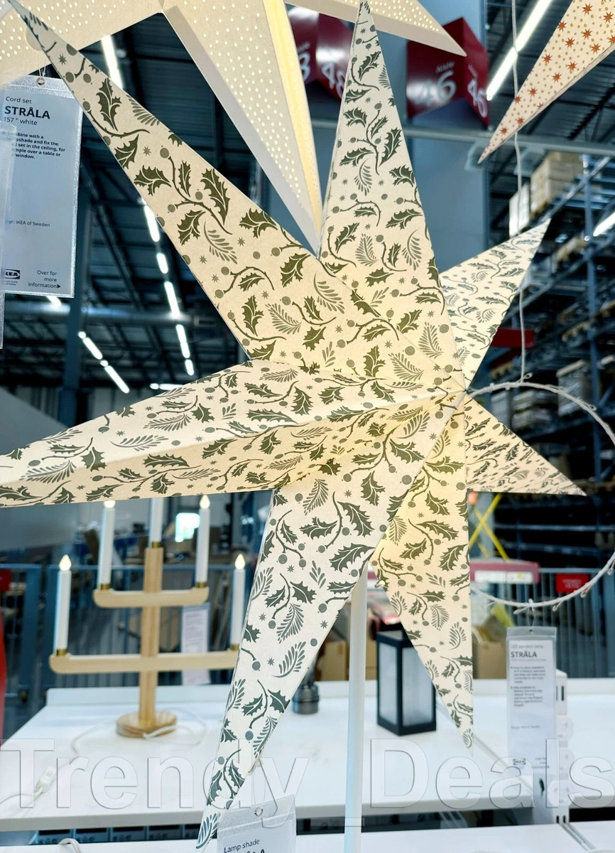 Ikea STRALA Star Light Pendant Table Lamp Shade White Leaf Green 28