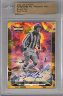 GEOFF HURST 2022 LEAF VIBRANCE GOLD CRACKED ICE PROOF AUTO AUTOGRAPH 1/1 ENGLAND