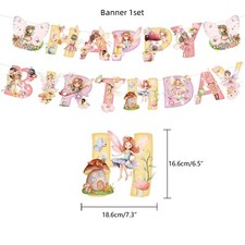 Fairy Banner Floral Bunting Flower Fairy Tale Girl Birthday Party Decoration
