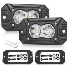 2X 4" 40W Flush Mount LED Lights Pods Backup Reverse Rear Bumper Off Road 4WD