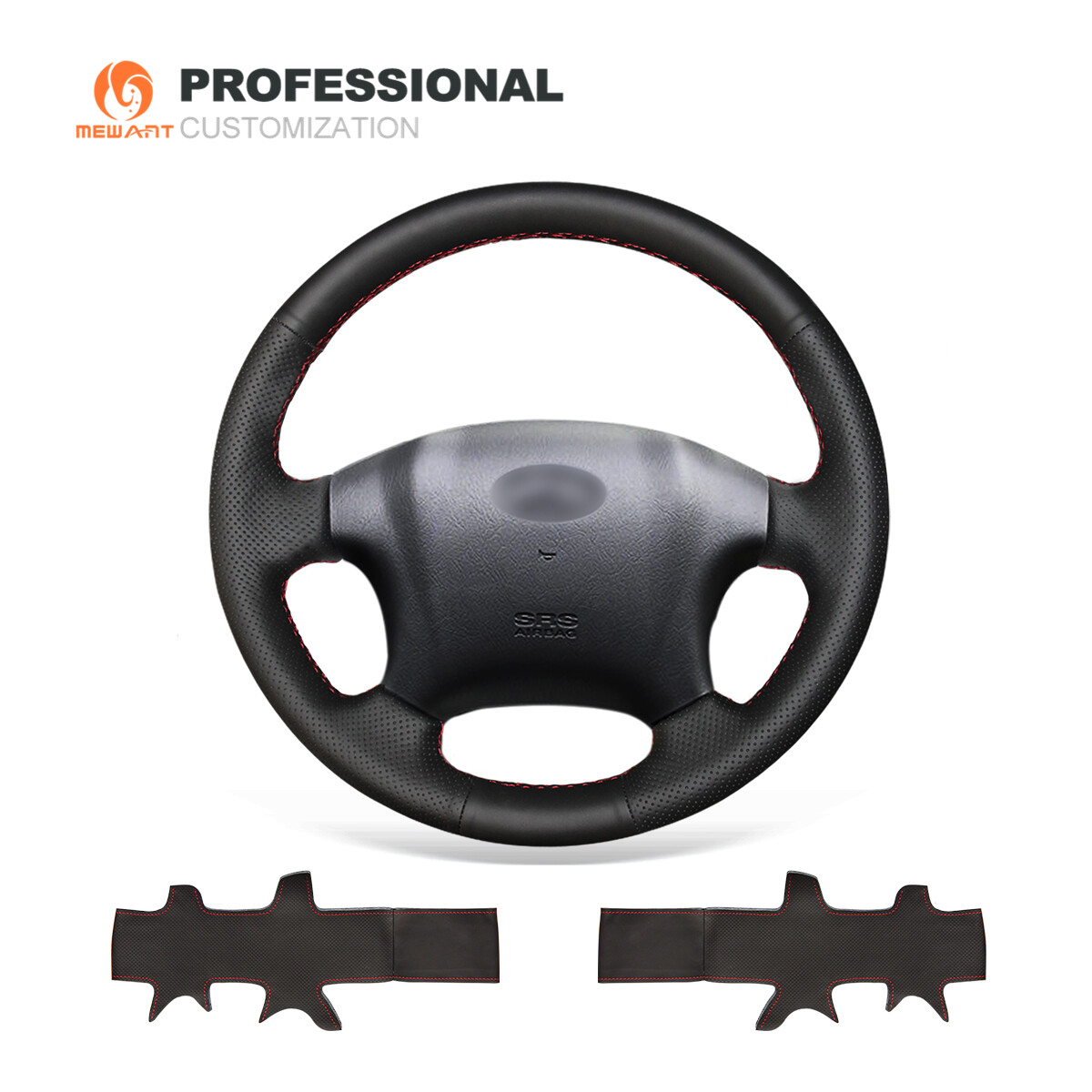 DIY Black Genuine Leather Steering Wheel Cover Wrap for Hyundai Tucson 2004-2010