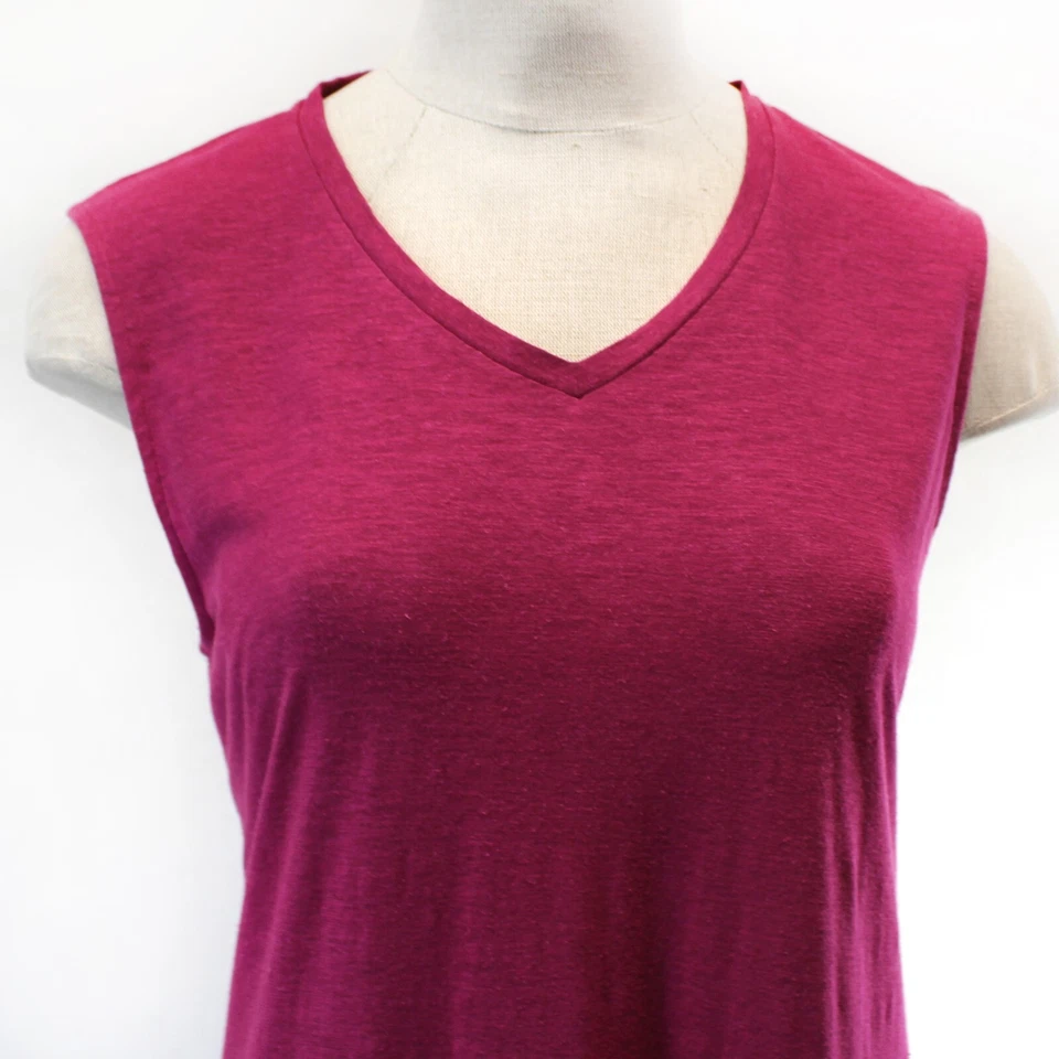 Eileen Fisher 大码甜梅棉 V 领无袖连衣裙 1X — 第 3/4 张图片