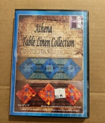 ATHENA TABLE LINEN COLLECTION 49'' x 16'' by Kenny Kreations Embroidery Machine CD