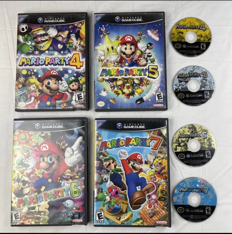 Mario Party 4,5,6,7 Nintendo GameCube Lot Bundle Set All