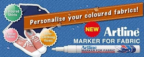 Artline White Permanent Fabric Markers Pen For Clothing (2 Markers), Washable