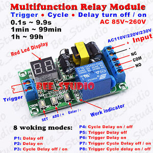 AC 110V 220V Timer Cycling Module Digital Display Time Delay Relay Timing Switch