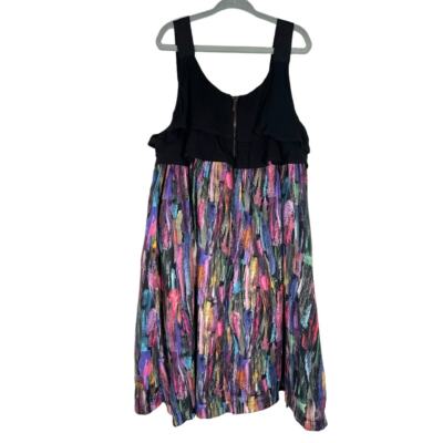 Catimini Kids Girl's Black Bow Colorful Feather Print Dress 10 Sleeveless 