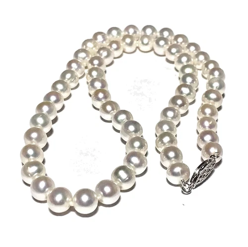 Top AAAAA Japan Akoya 8-9 mm weiße Perle Halskette 18""14K - Bild 4 von 4