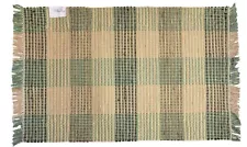 Booker Plaid Rag Rug in Sage and Khaki, 2 x 3 Feet All Cotton Quality Throw Rug