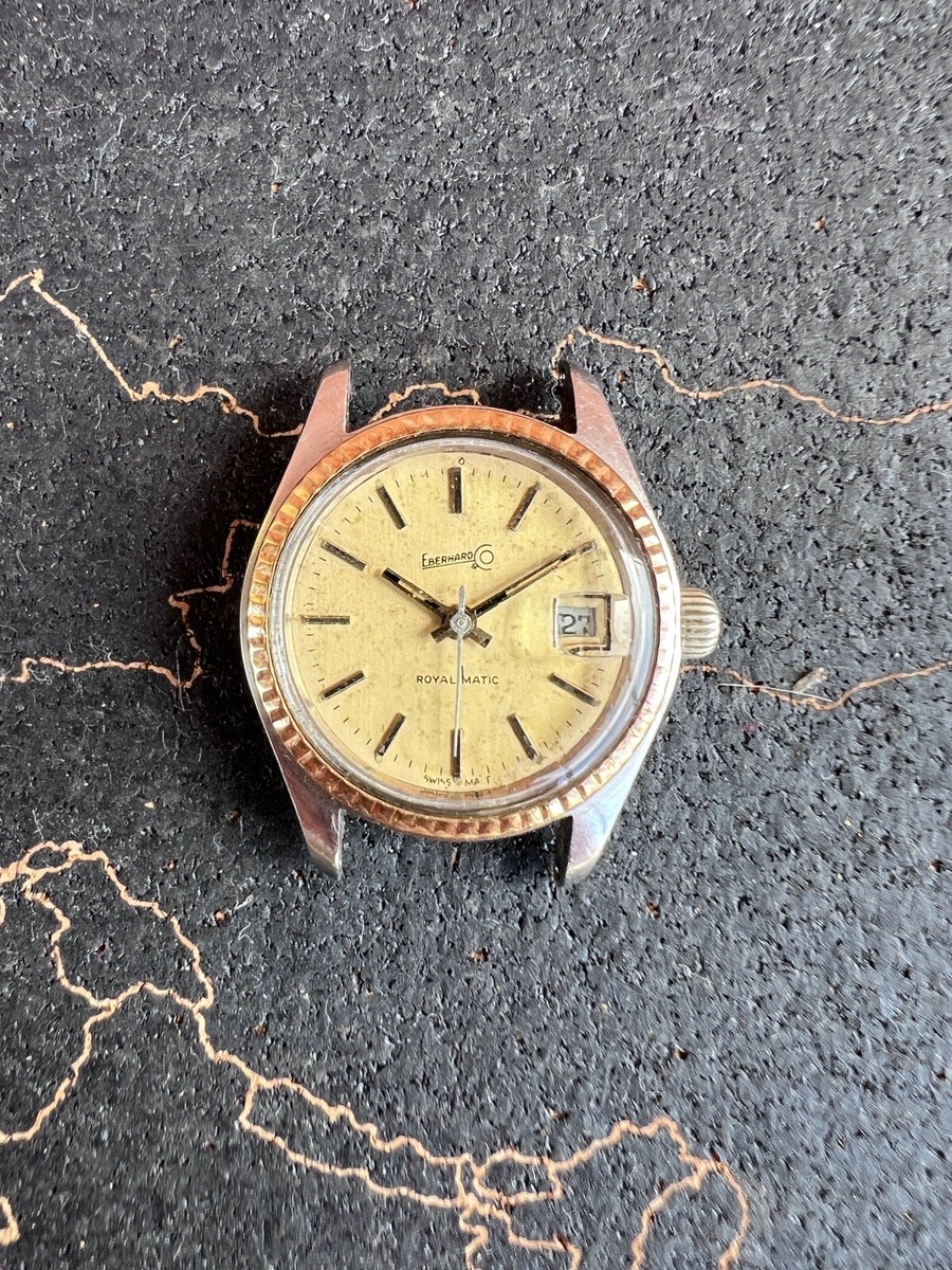 Eberhard Automatic Royal Matic Vintage Watch Lady Steel Gold