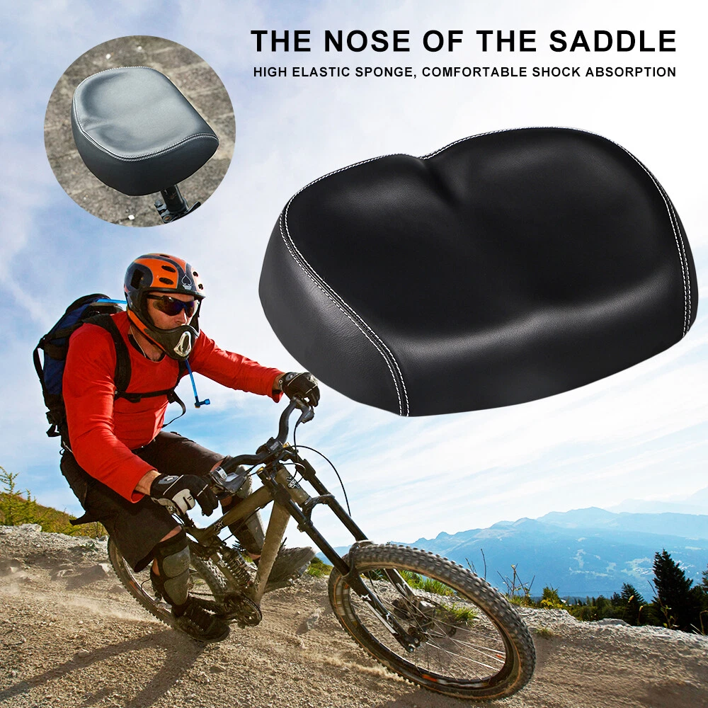 Black Sport Extra Wide Big Ass Bicycle Seat Cushion Soft And