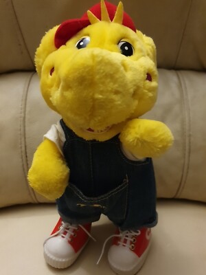 Vintage Barney der Dinosaurierfreund BJ Plüschtier Kuscheltier komplett bekleidet in Overall