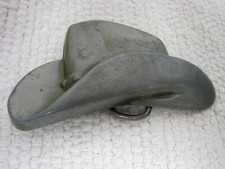 Vintage Cowboy Hat Silver/Gray Colored Belt Buckle FAST SHIPPING 