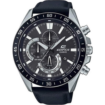 Casio Edifice EFV-620L-1AVUEF Men's Chronograph Watch with Black Leather Strap