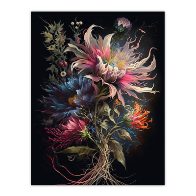 Elegant Wildflower Bouquet Floral Artwork Colourful Blooms Wall Art Poster Print