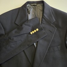 VTG Ralph Lauren Polo University Club Navy Wool Blazer Gold Button USA Large 46R