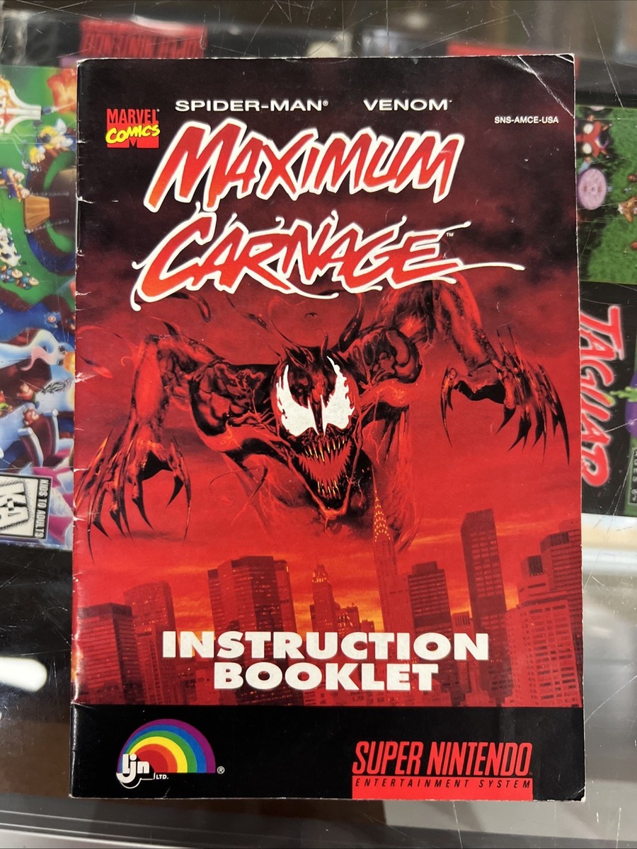 Spider-Man Venom Maximum Carnage (Super Nintendo SNES, 1994