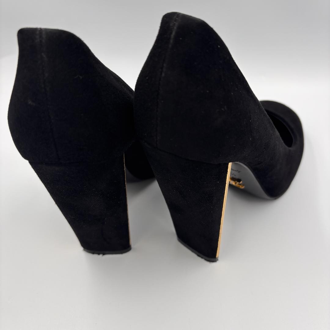 LOUIS VUITTON Suede Heel Pumps Black EU 36.5 135323K Authentic thumbnail 7