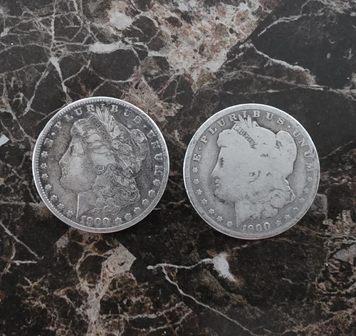 Morgan Silver Dollar $1 1900 Philadelphia Circulated US Silver Coins Lot of 2