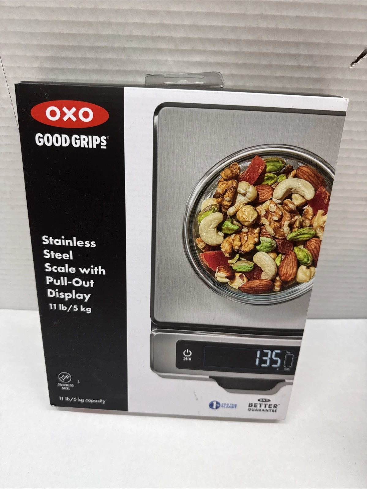 OXO Good Grips 11-Pound Stainless Steel Kitchen Scale with 1.2, Black