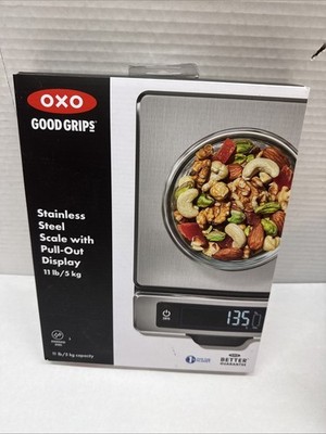 OXO Good Grips 11-Pound Stainless Steel Kitchen Scale with 1.2, Black 