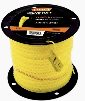 Rino Tuff Heavy Duty Trimmer Yellow Line . 095in 830ft Professional Grade Refill