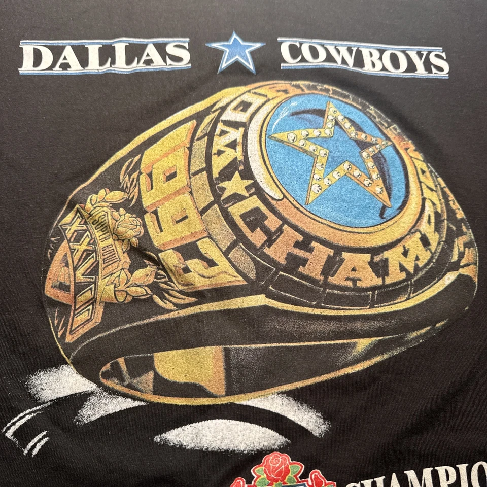 Dallas Cowboys Super Bowl XXVII Campeones 1993 Pantalla Estrellas Mejor Camiseta Hombre’s L Foto 3 de 4