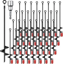 Chumia 6 Pcs 18 Inch Ground Anchor Spiral Blade Heavy Duty Earth Black 