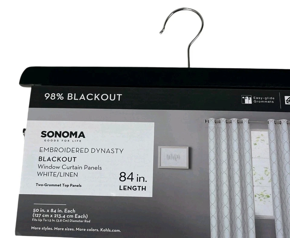 Paneles de cortina de ventana Sonoma 98 % apagados bordados dinastía blanco y gris  Foto 2 de 4