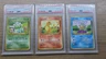 1996 Pokemon Japanese Base Starters Bulbasaur, Charmander and Squirtle PSA 10
