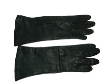 VTG Black Leather Silk Lined Gloves 7 