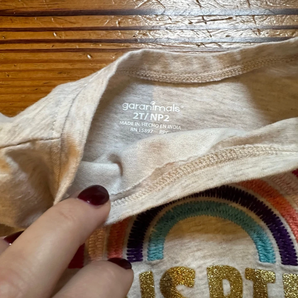 Camisa Garanimals Crema Inspire Arco Iris Manga Larga Volantes TALLA 2T Foto 3 de 4