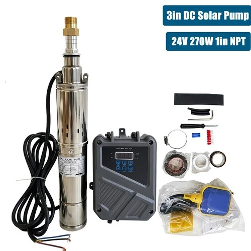 3" Solar Pump Submersible Pump Bore DC 24V 270W Deep Well Pump + MPPT Controller
