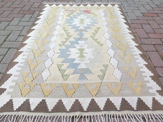 Vintage Oriental Kilim Modern Rugs Handmade Carpet Bedroom Wool Teppiche 44"x67"