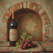 Digital Poster Vintage Image Artwork Art Ai Picture Photo Wallpaper Wine Grape