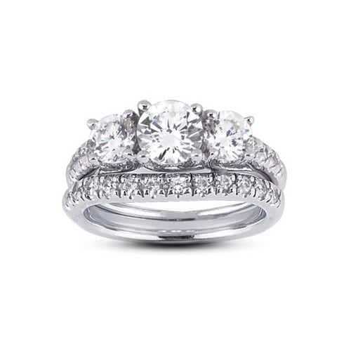 Ring 2,14 kt D/VS2 runder natürlicher Diamanten Plat Vintage Stil mit Ehering - Bild 1 von 3