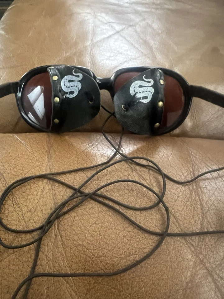 Bolle 8161 Ski Glacier Frames Vintage 80s, France Leather Snake Shields - Image 4 of 4