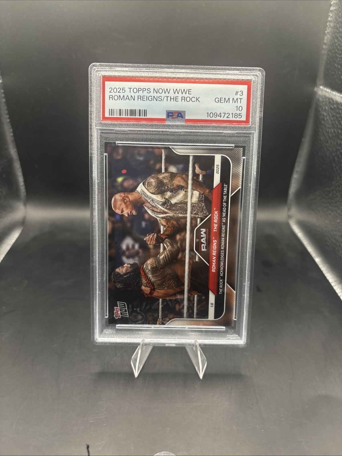 2025 TOPPS NOW WWE #3 ROMAN REIGNS/THE ROCK PSA 10