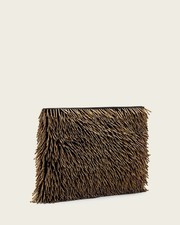Image of All Saints Bettina Beaded Clutch Bag - Warm Brass