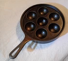 Vintage Griswold 962 No. 32 Aebleskiver Pan 7-Cup Cast Iron Danish Pancakes