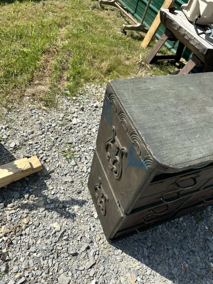 Antiguo gabinete de música industrial rústico entrada boticario multi cajón años 1900 Foto 3 de 4