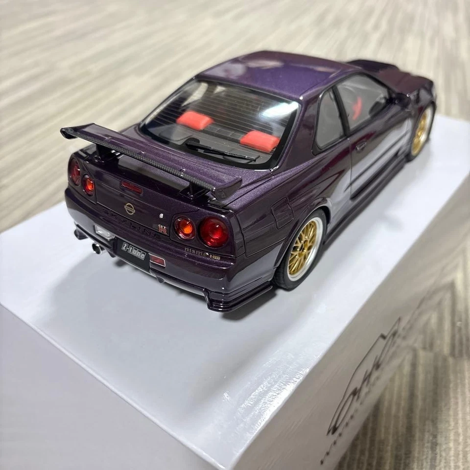 Mini auto Kyosho OTTO 1/18 Nissan R34 GTR Z-Tune viola limitata 2000 pezzi - Immagine 3 di 4