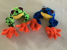Tree Frogs Plush PAIR Rain Forest Frogs Blue  Green Plush 14" Stuffed Animals