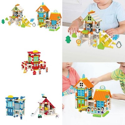 Holzhaus Gebäude Spielset Kreative Technik Lernspielzeug für Kinder