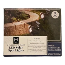 Member's Mark 2-Piece LED Solar Spot Lights, Matte Black